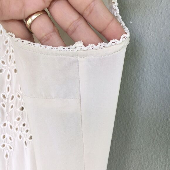 Ulla Johnson Silk Midi Dress Women 2 Cream Eyelet Lace Embroidered Boho Romantic - Picture 6 of 16
